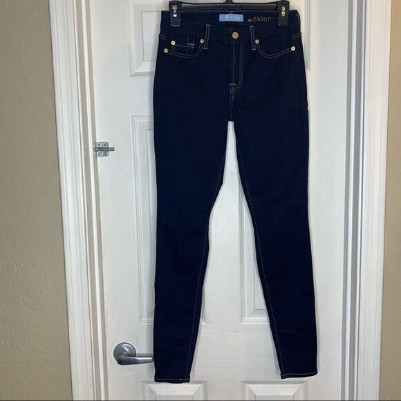 7 for all Mankind The Skinny Dark Denim Color Size 27 - Picture 1 of 11